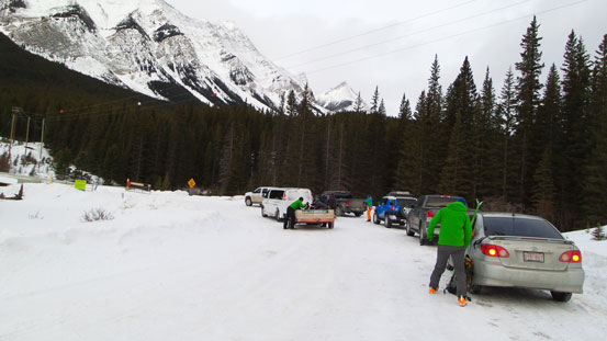 The parking lot was already busy in the morning.