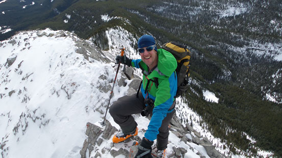 Vern just finishing the crux section
