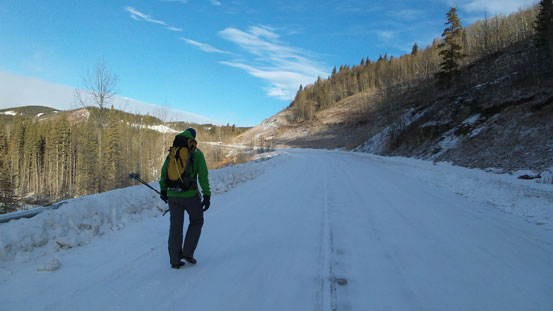 At the parking lot. We aimed at the gentle slope straight ahead