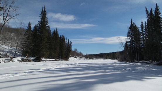 Crossing Sheep River. Note the ATV tracks