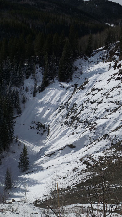 Looking down the bank