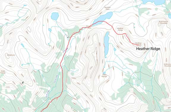 Heather Ridge ski ascent route