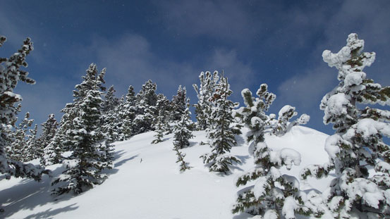 Near one of the many false summits