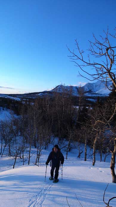 Snowshoeing in the morning