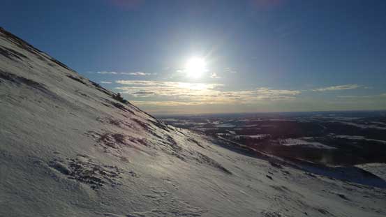 Ascending the steep slope.