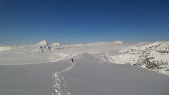 Ben traversing towards the second false summit