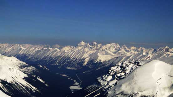 Looking north, Mt. Unwin and Mt. Charlton dominate the skyline
