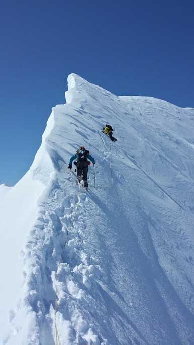Me leading up the crux section. Photo by Ferenc