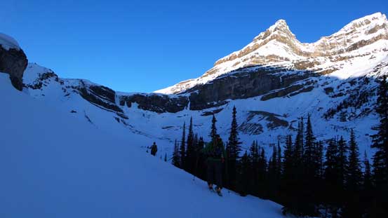 Cresting the first hill. Bow Glacier Falls ahead