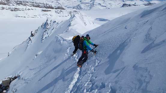 Facing inwards and traverse