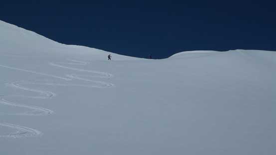 Skiing down Mt. Collie's slopes