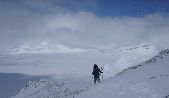 Me coming up the north peak. Photo by Ferenc Jacso