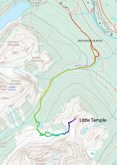 Little Temple ski ascent route