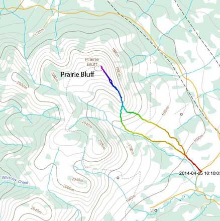 Prairie Bluff hiking route