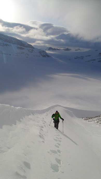 Vern ascending the arete