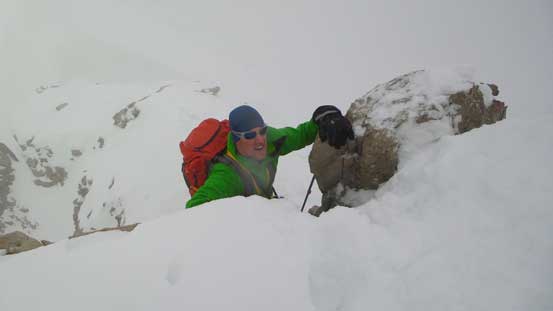 Vern climbing up the 2nd step