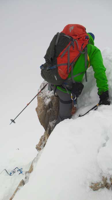 Vern down-climbing the 2nd step