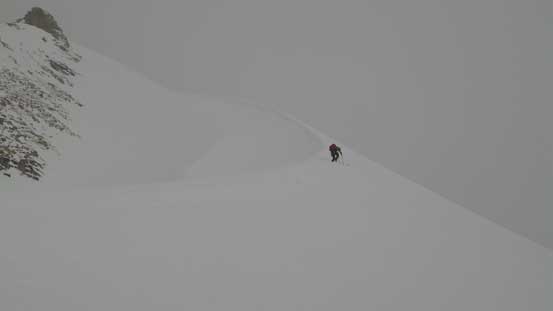 Ready to ski down the rest of the arete.