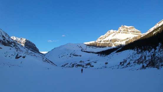 Looking ahead. We had to climb up the moraine at center of this photo
