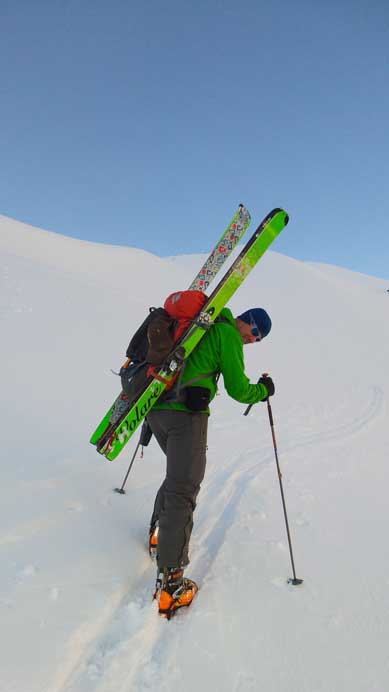 Now time to bootpack. Too steep and icy to skin up...