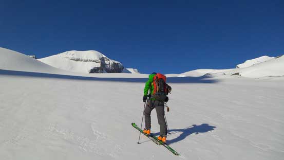 Vern on the glacier. As you can see the ski penetration was zero