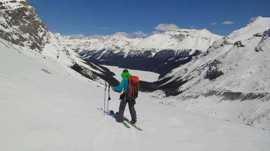Ready to ski down the moraine.