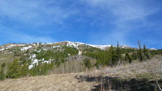 Directly going up wasn't an option due to a massive cornice on the ridge