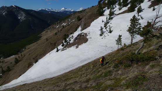Ascending steep grass slope