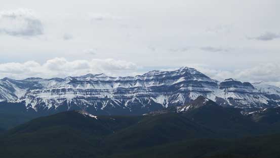 Impressive Bluerock Mountain, with the tiny Mt. Ware in front