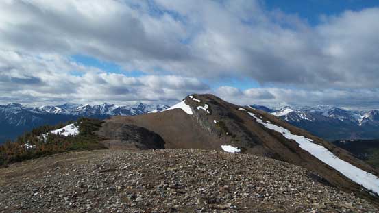 On the ridge crest, looking towards the summit