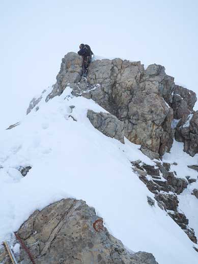 Me down-climbing the 2nd step. Photo by Vern