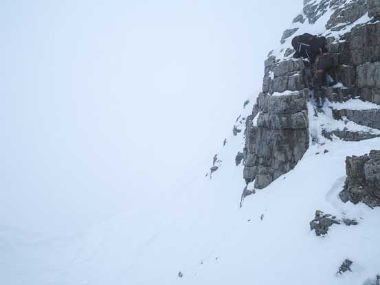 Me down-climbing the last bit of 1st step. Photo by Vern