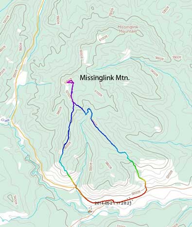 Missinglink Mountain hiking route