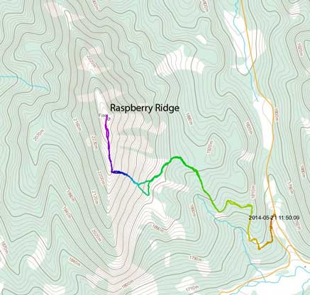 Raspberry Ridge hiking route