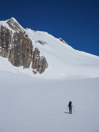 Me approaching our objective. Photo by Vern