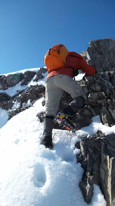 Ben climbing up the first step