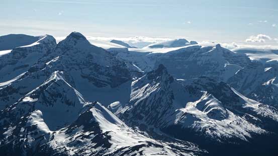 Peaks on Columbia Icefield including Athabasca, Snow Dome and North Twin