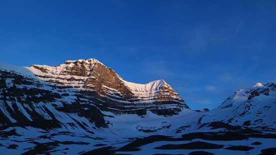 Sun beam shining on the unnamed peak