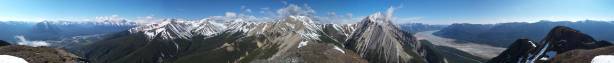 Panorama from the second (perhaps higher) summit of Mt. Ernest Ross. Click to view large size.