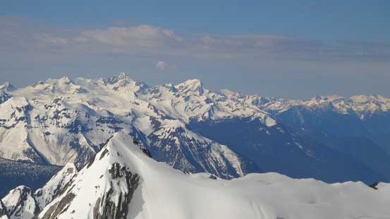 More Selkirk summits looking south including Albert Peak