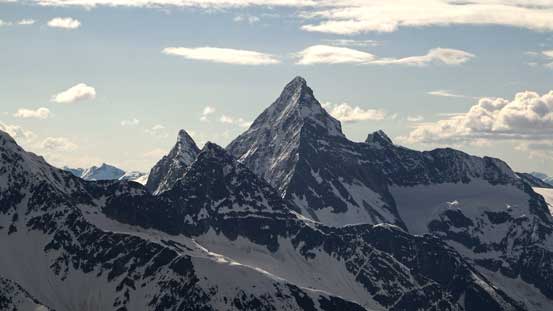 To the left of Sir Donald are Uto Peak and Eagle Peak. To the right is Terminal Peak