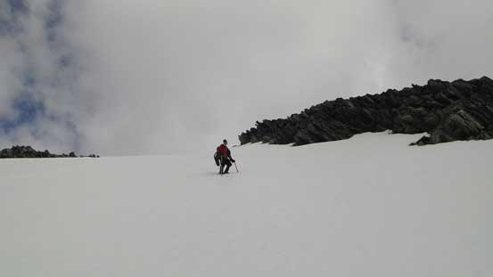 Ben descending the steep gully