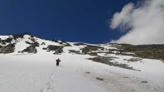 Descending snow. Soon we'd strap snowshoes on