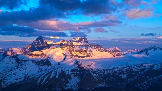 Alpenglow on Woolley and Diadem