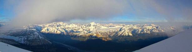 Summit Panorama looking west towards Sir Winston Churchill Range. Click to view large size.