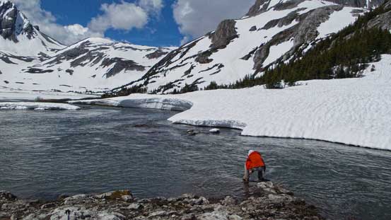 Ben filling up his water bottle