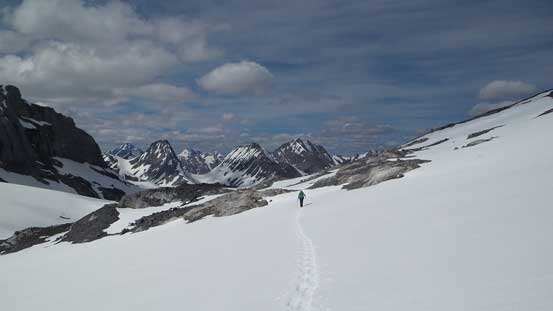 Vern overcoming some undulating terrain to access Mangin Glacier