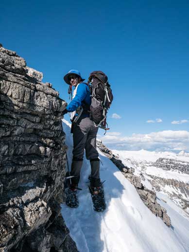 Me on the summit ridge, just about to switch gears. Photo by Vern