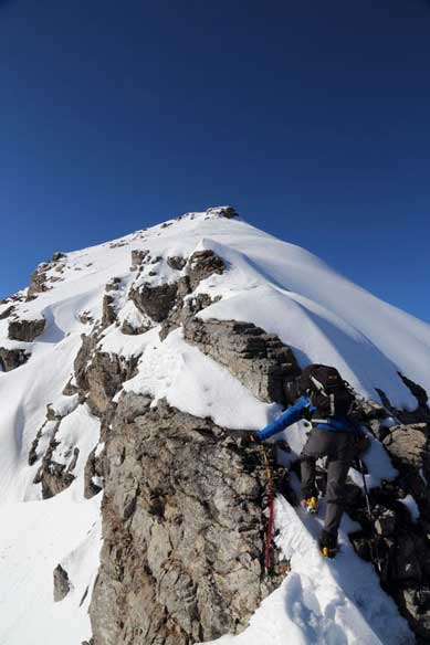 Me challenging up the second step. Photo by Ben