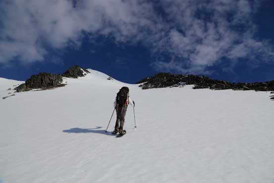 Me snowshoeing up. Photo by Ben